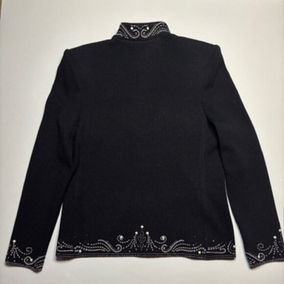 St. John Evening Black Knit Jacket with Pearl & Rhinestone Embellishments – Size - Picture 3 of 5